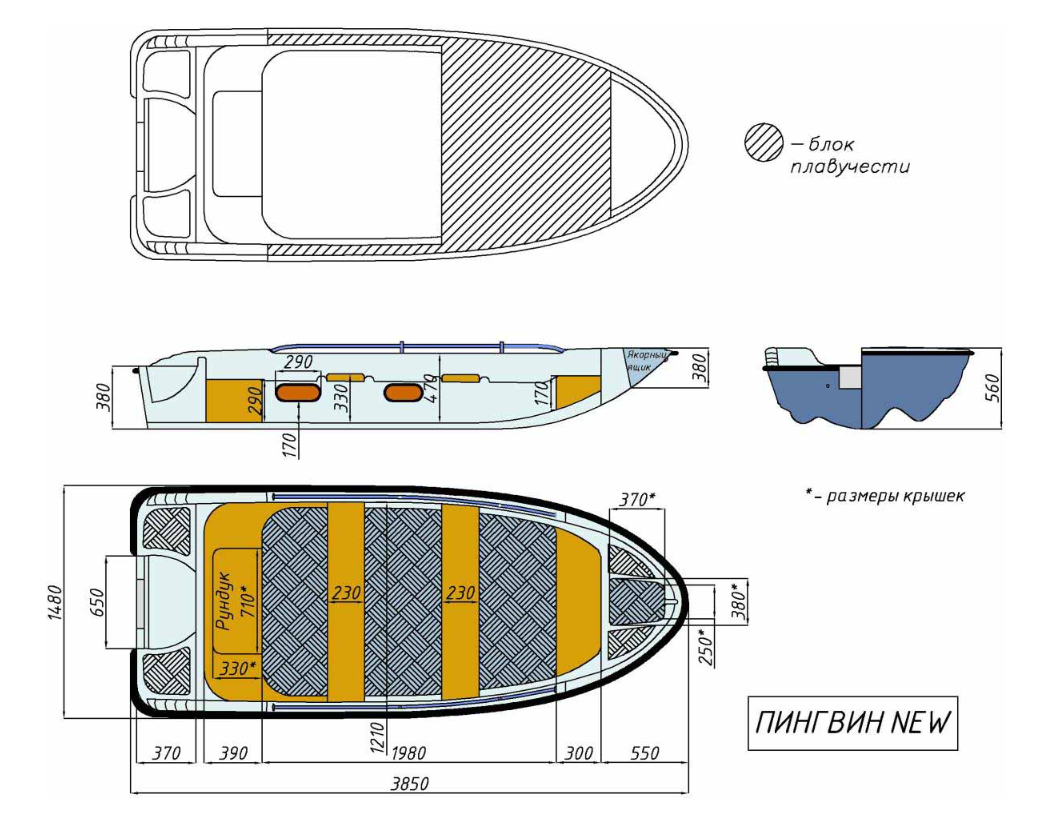 Стеклопластиковая лодка Пингвин New (тримаран) в Бердске