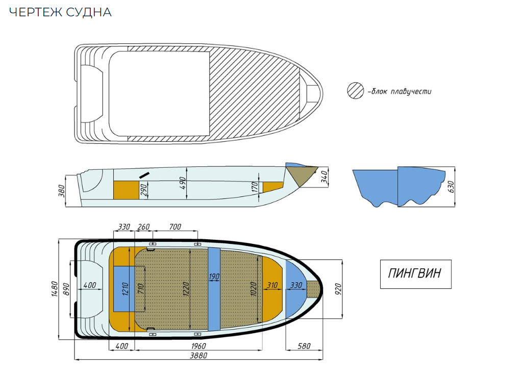 Стеклопластиковая лодка Пингвин (тримаран) в Бердске